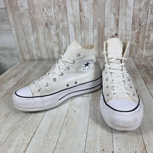 Converse All Star Platform High Top Sneakers‎ White Canvas Women's Size 9 Casual - Picture 5 of 8